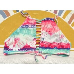 Catalina Girls Halter Swim Top Tie Dye Lined Adjustable Strap L/G 11-13 52.2